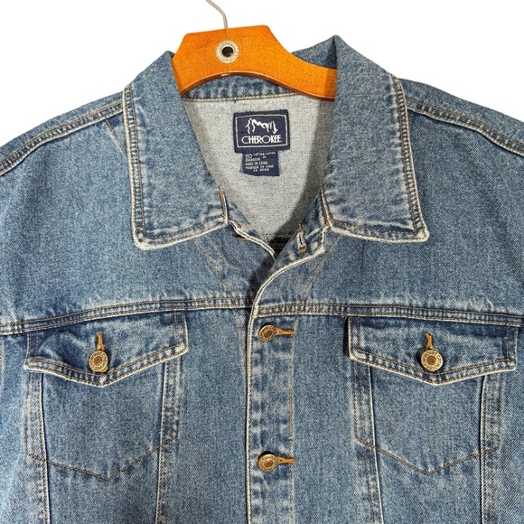 Vintage 90s Cherokee Denim Jacket Blue 100% Cotton Classic Western Trucker - Picture 7 of 8
